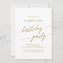 Invitación Elegante fiesta de cumpleaños de caligrafía de oro