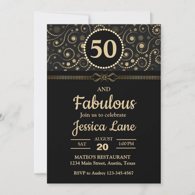 Invitación Elegante fiesta de cumpleaños de cualquier edad de (Anverso)