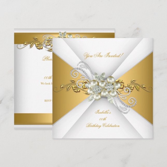 Invitación Elegante Fiesta de cumpleaños de diamantes de la p (Anverso / Reverso)