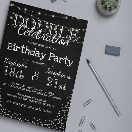 Invitación Elegante fiesta de cumpleaños de doble celebración