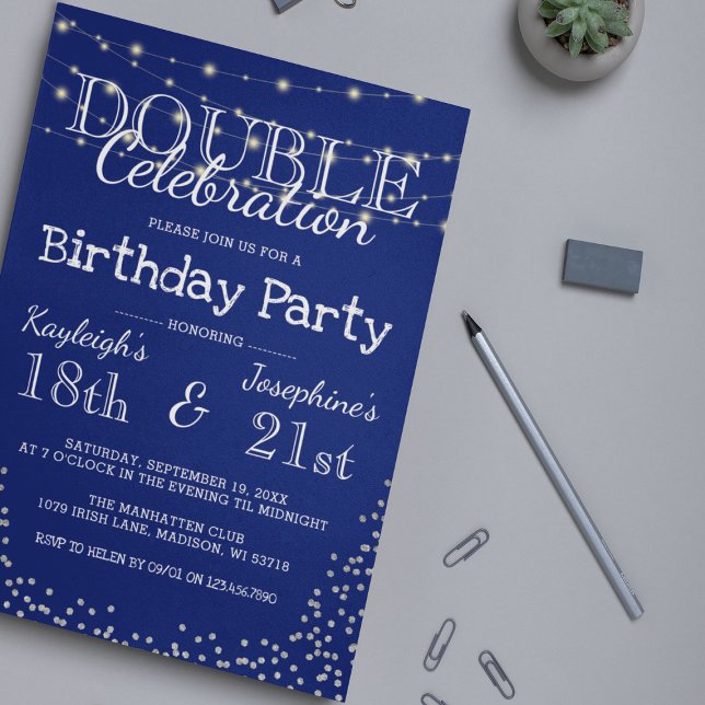 Invitación Elegante fiesta de cumpleaños de doble celebración (Subido por el creador)