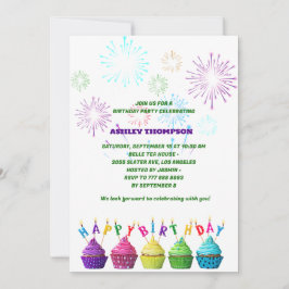 Invitación elegante fiesta de cumpleaños de dulces pasteles