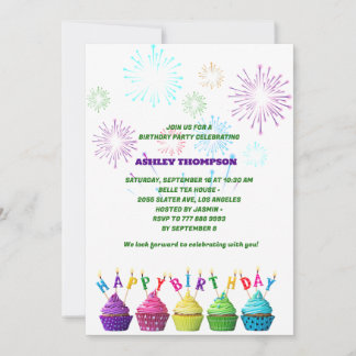 Invitación elegante fiesta de cumpleaños de dulces pasteles