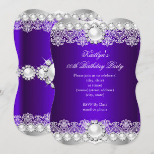 Invitación Elegante Fiesta de Cumpleaños de Encaje Púrpura Re