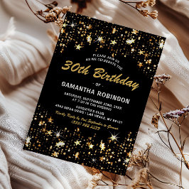 Invitación Elegante fiesta de cumpleaños de estrellas de oro 