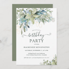 Invitación Elegante fiesta de cumpleaños de Eucalyptus Greene
