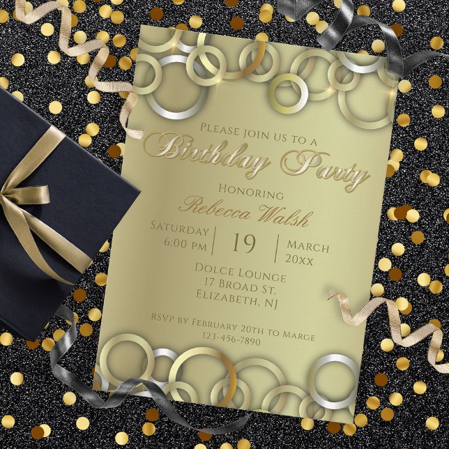 Invitación Elegante fiesta de cumpleaños de Fancy Glam Faux G (Subido por el creador)
