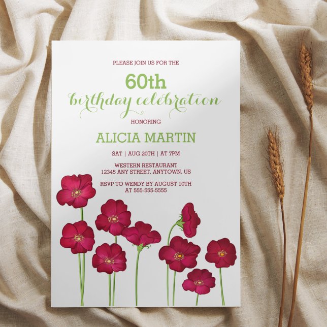 Invitación Elegante fiesta de cumpleaños de flor silvestre de (Subido por el creador)