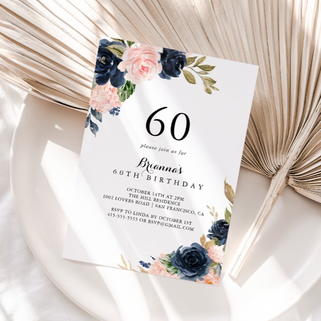 Invitación Elegante fiesta de cumpleaños de Floral de inviern (Subido por el creador)