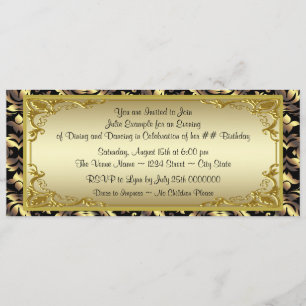 Invitación Elegante fiesta de cumpleaños de Golden Ticket