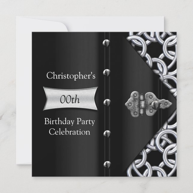 Invitación Elegante fiesta de cumpleaños de la cadena Metaliz (Anverso)