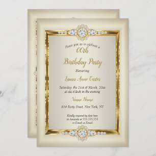 Invitación Elegante fiesta de cumpleaños de la crema de oro d