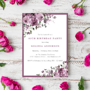 Invitación Elegante Fiesta de Cumpleaños de la Flora Morada 8
