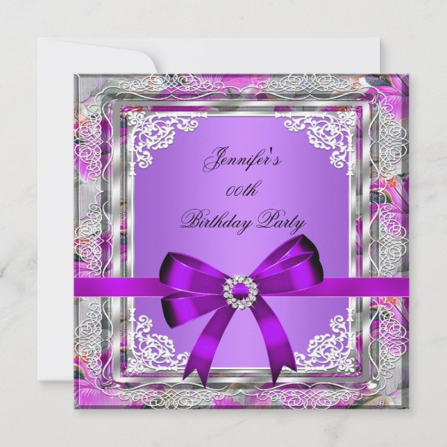 Invitación Elegante Fiesta de cumpleaños de la joyera morada  (Anverso)