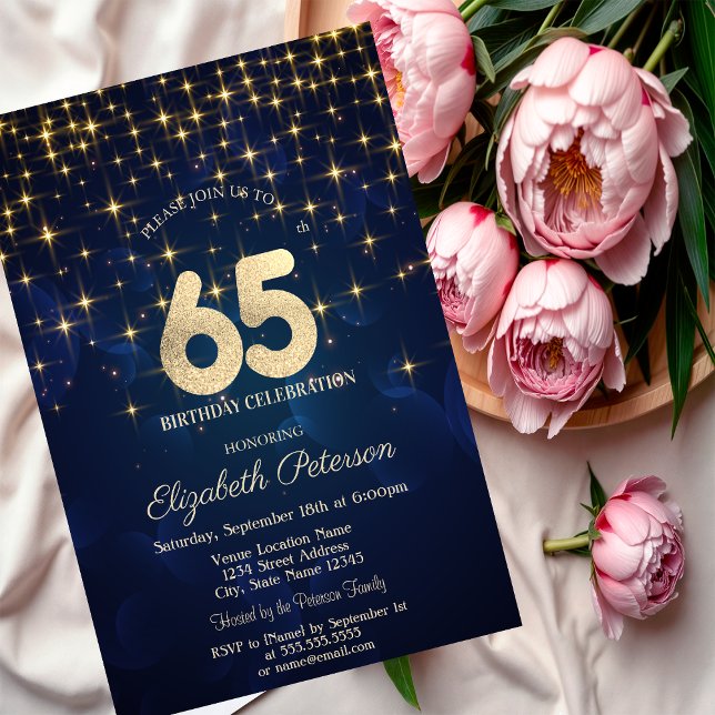 Invitación Elegante Fiesta de Cumpleaños de la Marina de Oro  (Subido por el creador)
