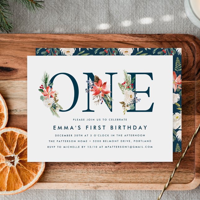 Invitación Elegante Fiesta de cumpleaños de la Marina Floral  (Subido por el creador)