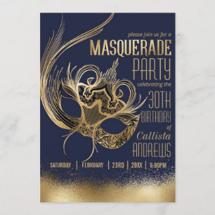 Invitación Elegante fiesta de cumpleaños de la máscara de la