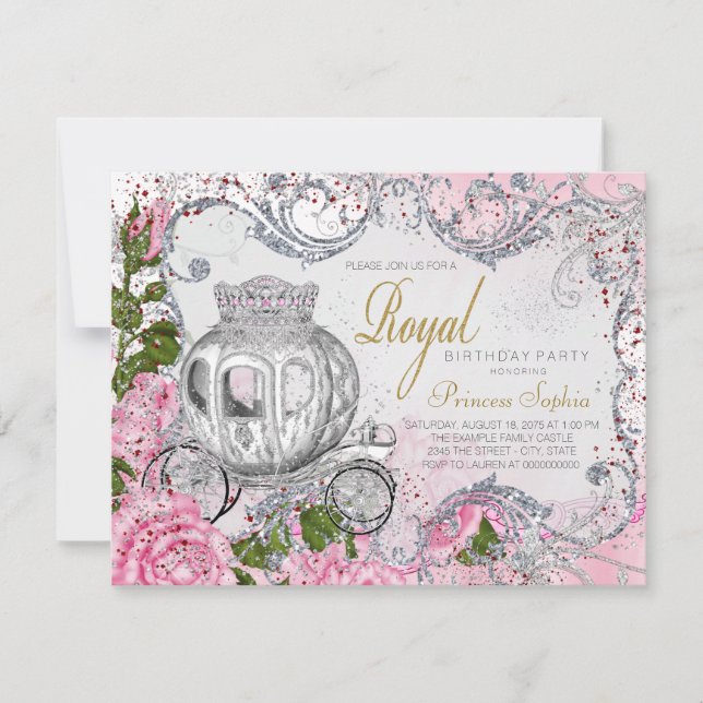 Invitación Elegante fiesta de cumpleaños de la princesa (Anverso)