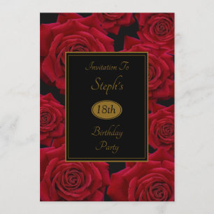 Invitación Elegante fiesta de cumpleaños de la Rosa Roja