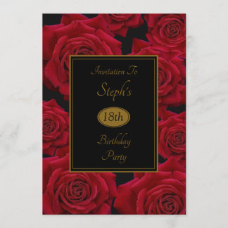 Invitación Elegante fiesta de cumpleaños de la Rosa Roja