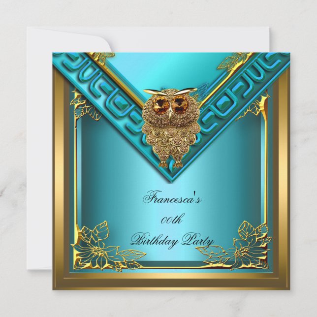 Invitación Elegante fiesta de cumpleaños de la verde azulada  (Anverso)