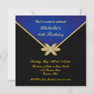 Invitación Elegante fiesta de cumpleaños de las Damas Azules 