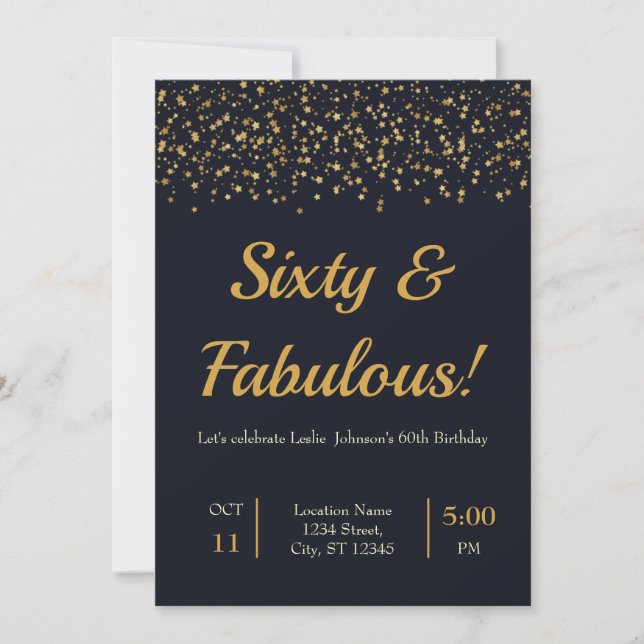 Invitación Elegante fiesta de cumpleaños de las estrellas de  (Anverso)