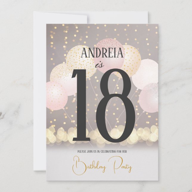 Invitación Elegante fiesta de cumpleaños de las luces de gita (Anverso)