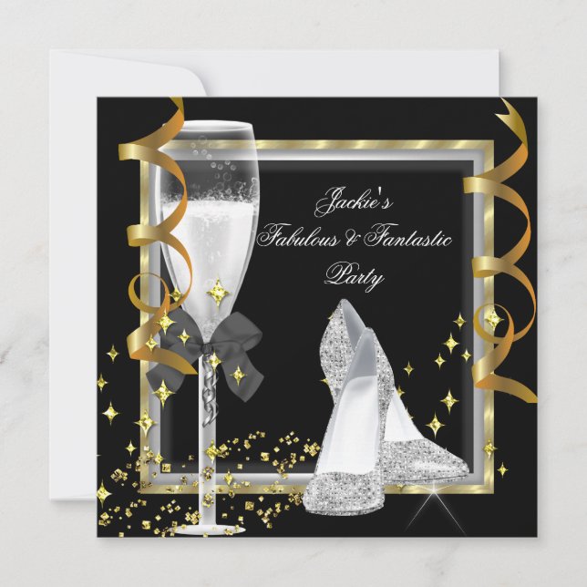 Invitación Elegante fiesta de cumpleaños de las mujeres del o (Anverso)