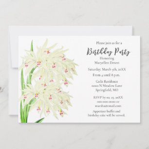 Invitación Elegante fiesta de cumpleaños de las orquídeas bla