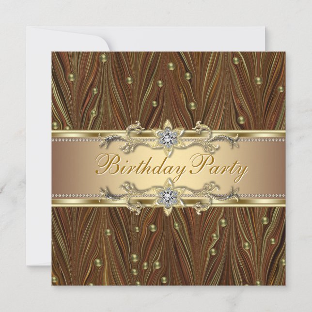 Invitación Elegante fiesta de cumpleaños de las Perlas de Oro (Anverso)