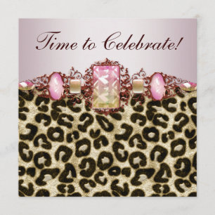 Invitación Elegante fiesta de cumpleaños de leopardo rosa en