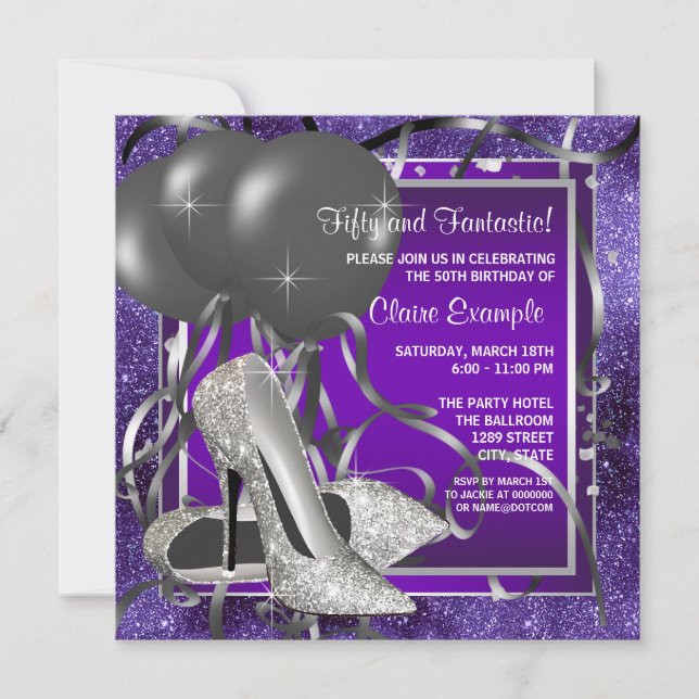 Invitación Elegante Fiesta de Cumpleaños de los Altos Talones (Anverso)