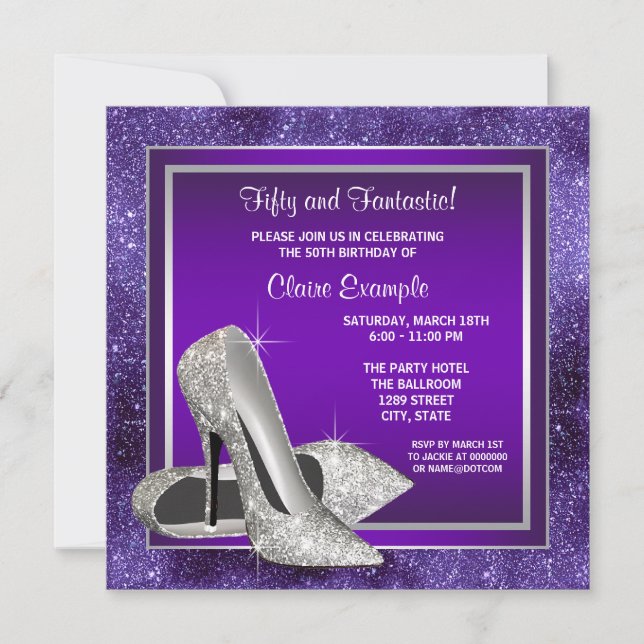 Invitación Elegante Fiesta de Cumpleaños de los Altos Talones (Anverso)