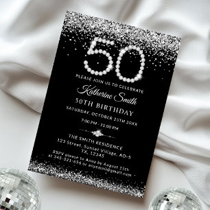Invitación Elegante Fiesta de Cumpleaños de los Diamantes Pla