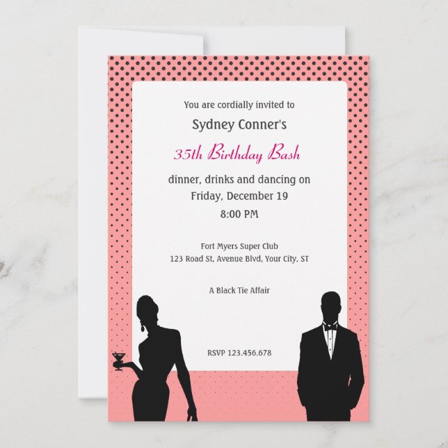 Invitación Elegante fiesta de cumpleaños de los tíos negros i (Anverso)