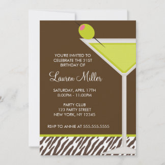 Invitación Elegante fiesta de cumpleaños de Martini Drink