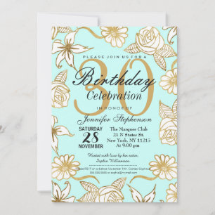 Invitación Elegante fiesta de cumpleaños de Moda con flores d