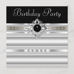Invitación Elegante Fiesta de Cumpleaños de Mujer en Negro y
