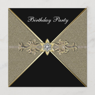 Invitación Elegante fiesta de cumpleaños de mujeres de oro ne