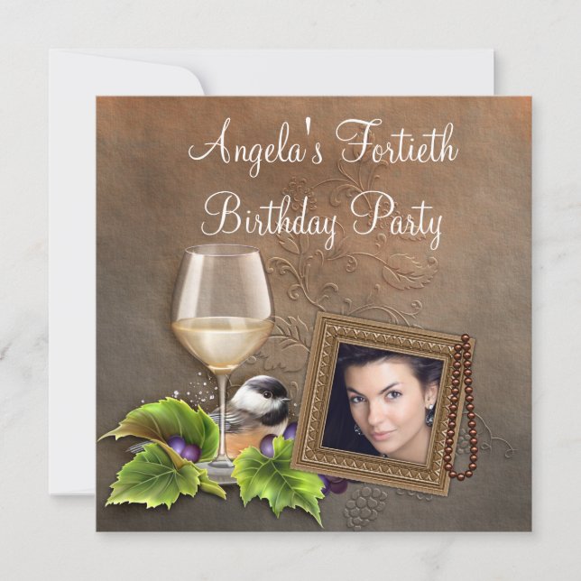 Invitación Elegante fiesta de cumpleaños de mujeres de vino b (Anverso)