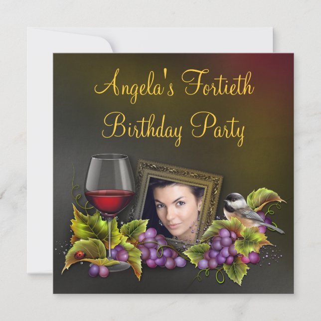 Invitación Elegante fiesta de cumpleaños de mujeres de vino r (Anverso)