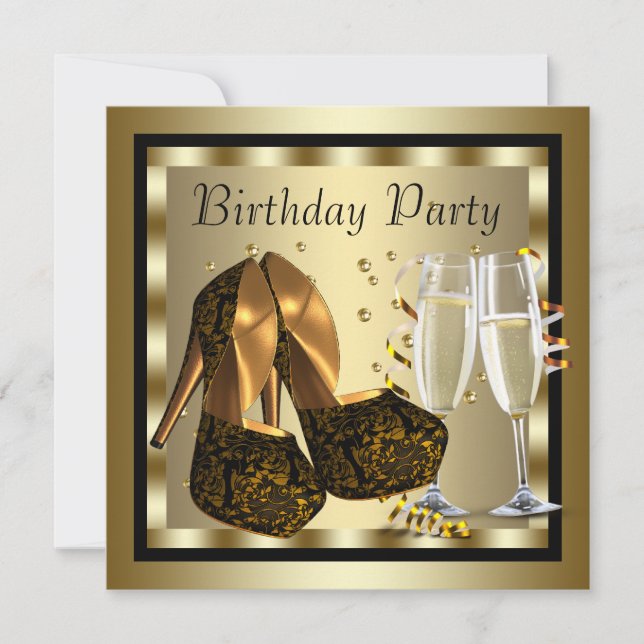 Invitación Elegante fiesta de cumpleaños de mujeres negras y  (Anverso)