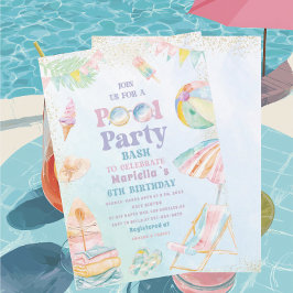 Invitación Elegante fiesta de cumpleaños de niña de 6 años en