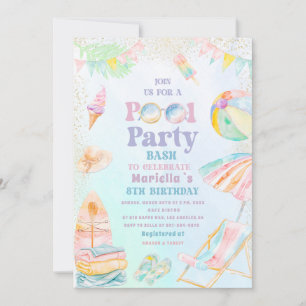 Invitación Elegante fiesta de cumpleaños de niña de 8 años en