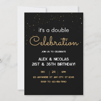 Invitación Elegante fiesta de cumpleaños de oro blanco negro