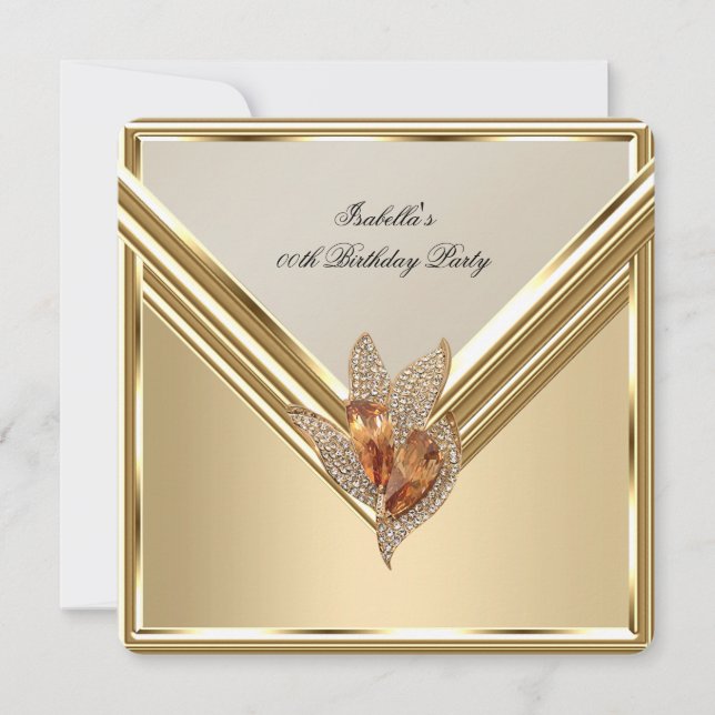 Invitación Elegante fiesta de cumpleaños de oro de Amber Cara (Anverso)