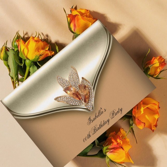 Invitación Elegante fiesta de cumpleaños de oro de Caramel Be (Subido por el creador)
