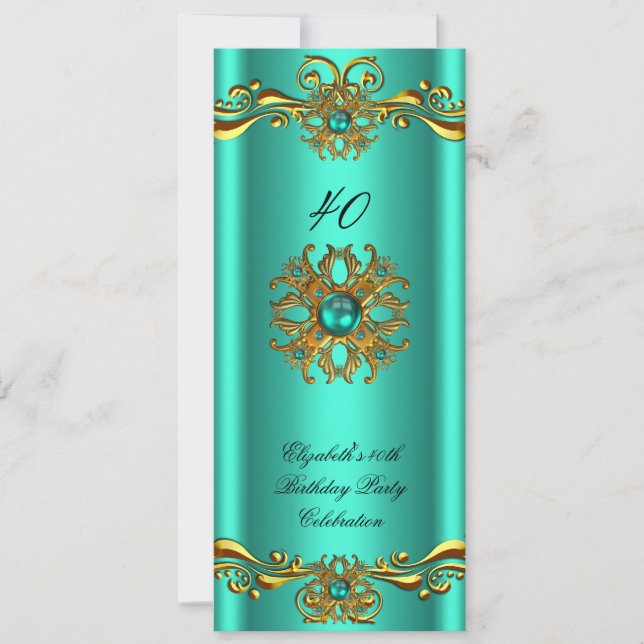 Invitación Elegante fiesta de cumpleaños de oro de Jade Green (Anverso)