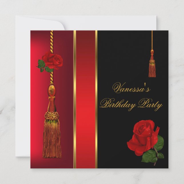 Invitación Elegante fiesta de cumpleaños de oro de la Rosa Ro (Anverso)